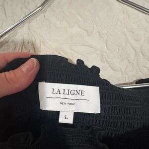 La Ligne Black Smocked Dress
